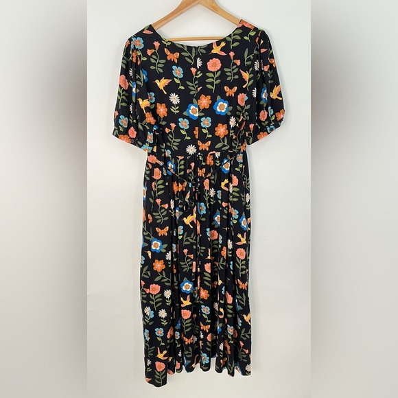 Princess Highway 16 Modcloth Midi Dress Visited By Hummingbirds - Picture 11 of 16